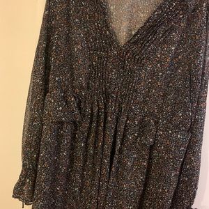 Sheer Black Paisley Blouse, Barely Worn